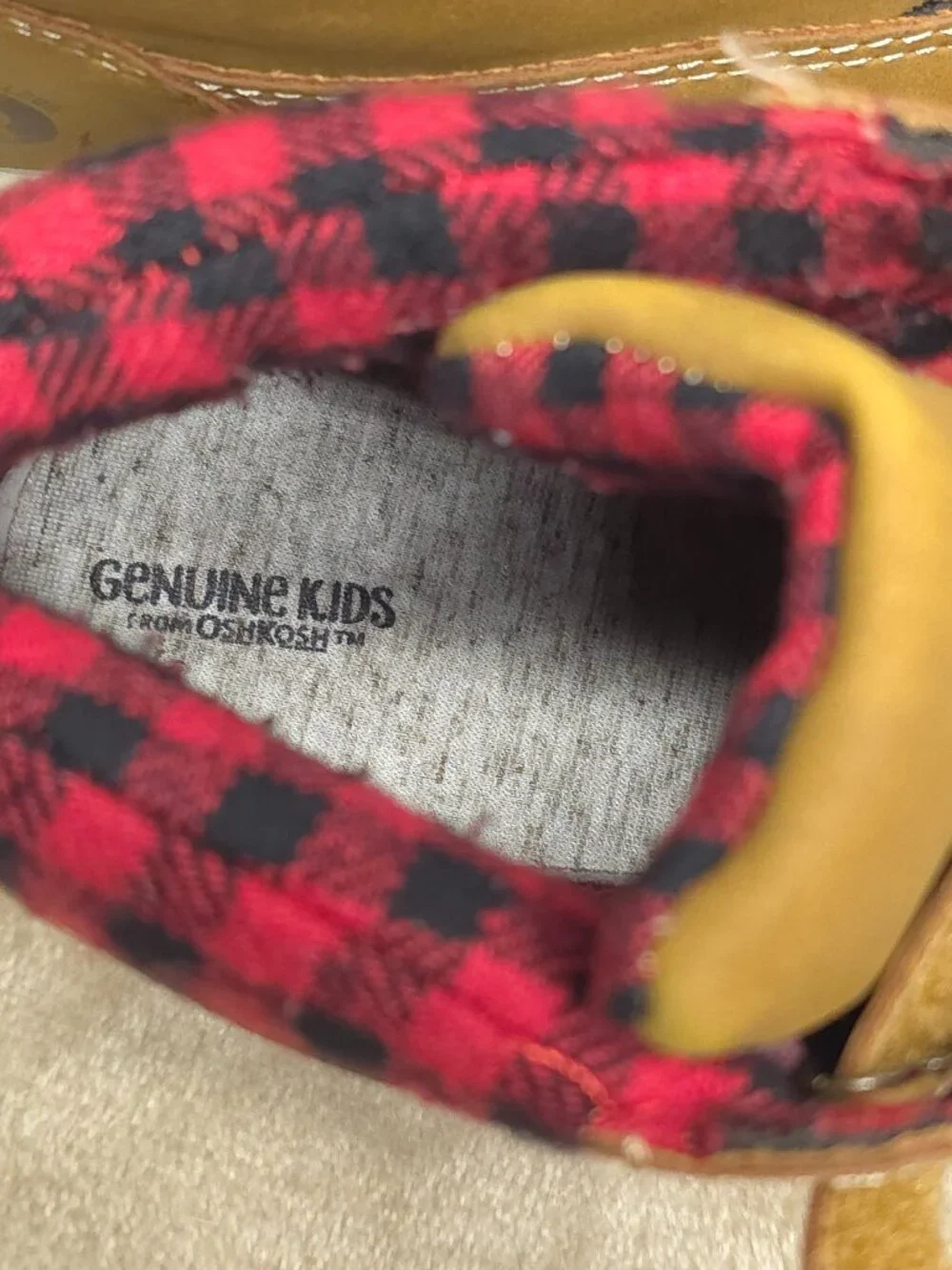 Genuine Kids OshKosh Size 12 Brown Plaid Ankle Boots